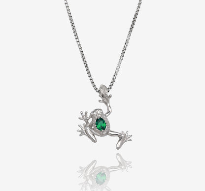 Hop on Over Frog Pendant with Emerald
