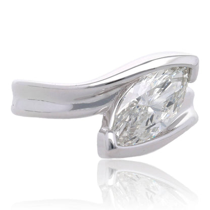 1.55ct Cherished Love Diagonal Marquise Engagement Ring in 14K White Gold