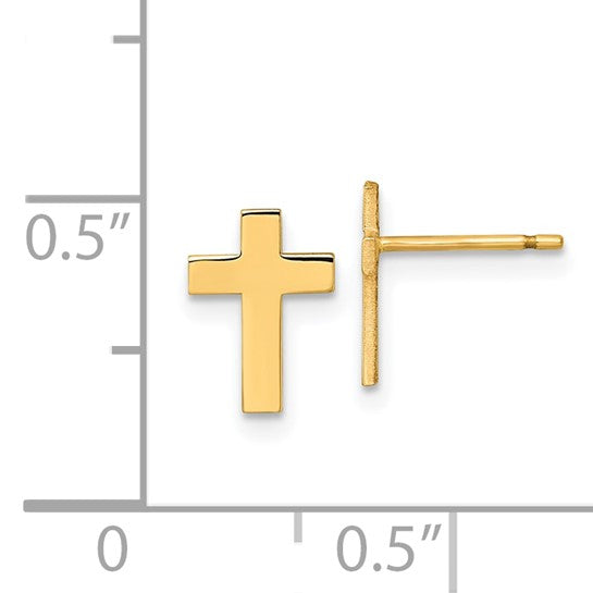 10k Polished Cross Post Earrings