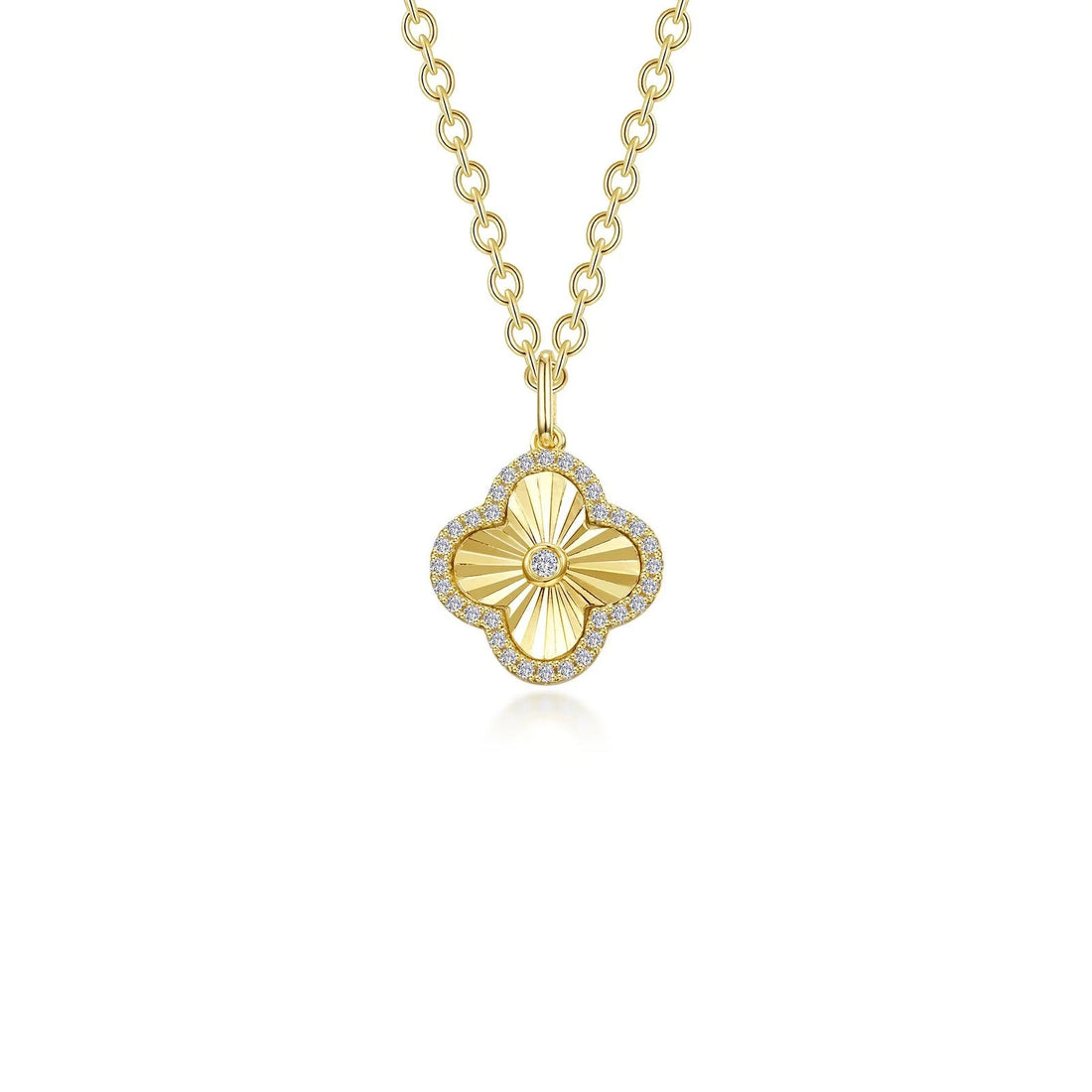 Golden Clover Halo Pendant Necklace