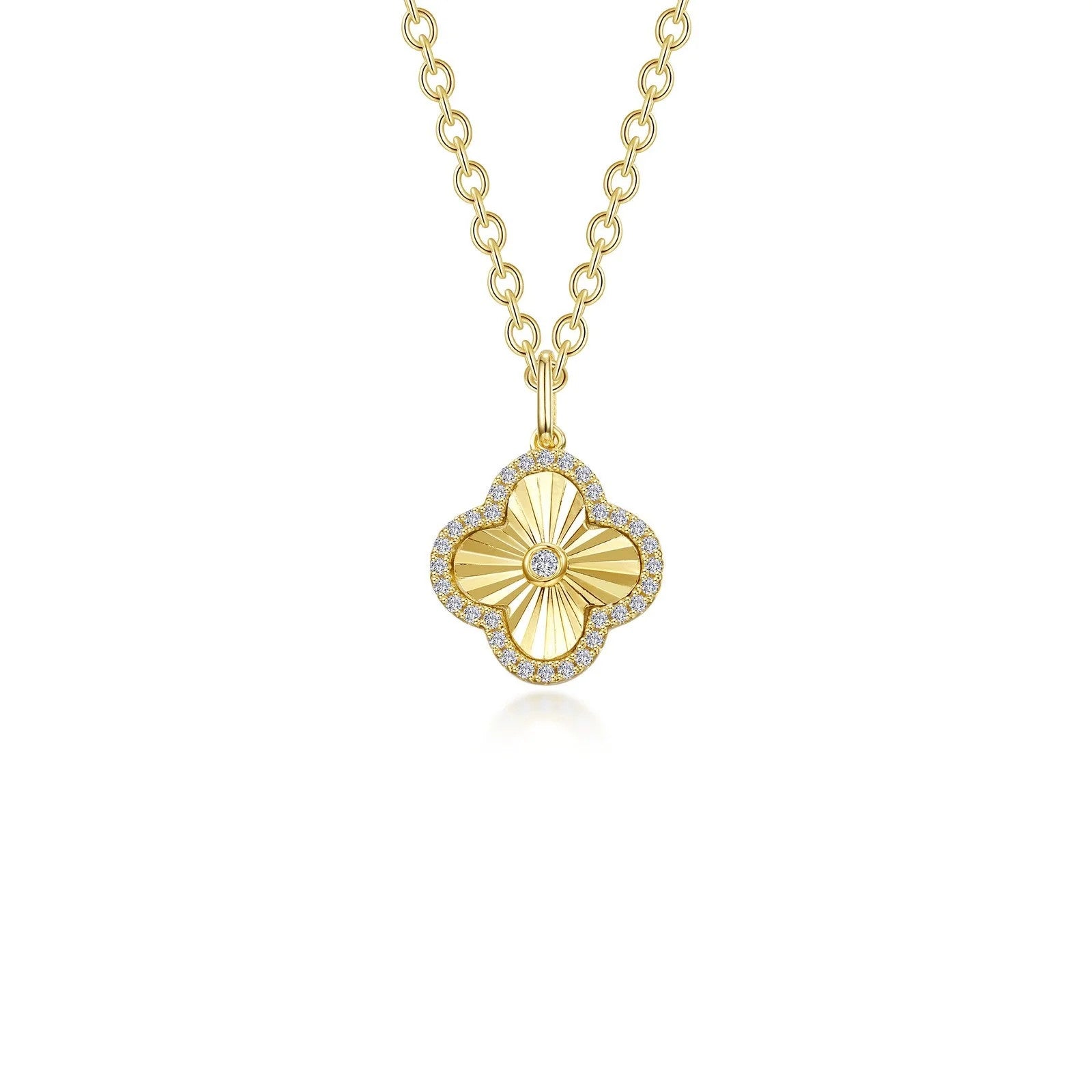 Golden Clover Halo Pendant Necklace