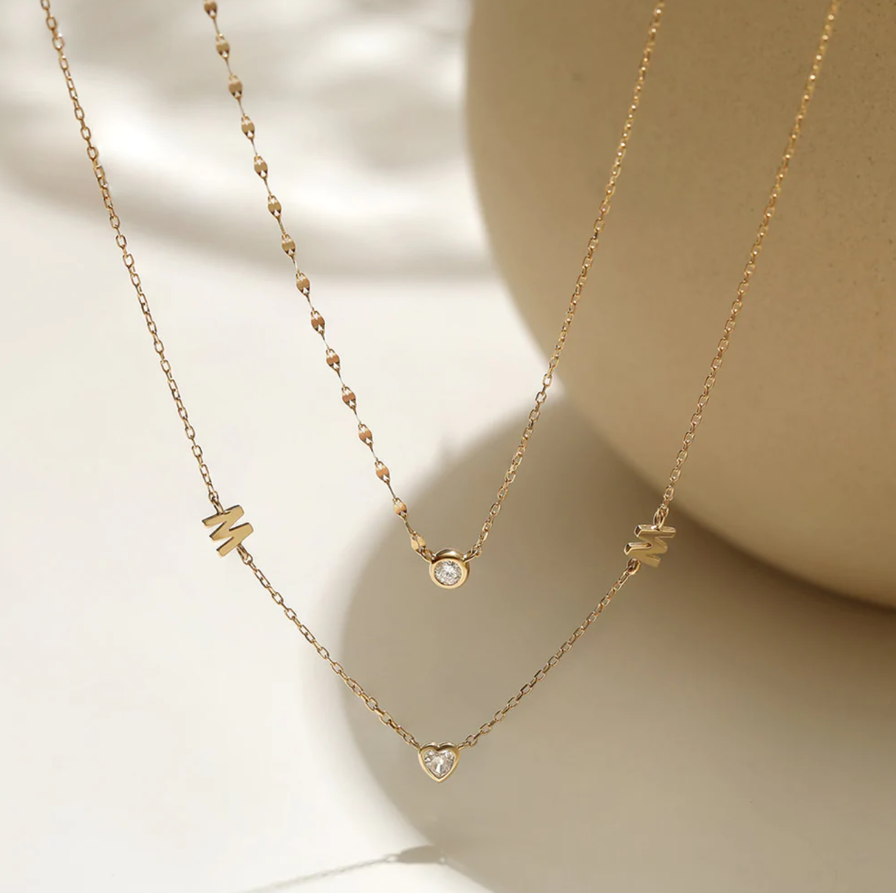 NOLA | Diamond Bezel Necklace with Dual Chain