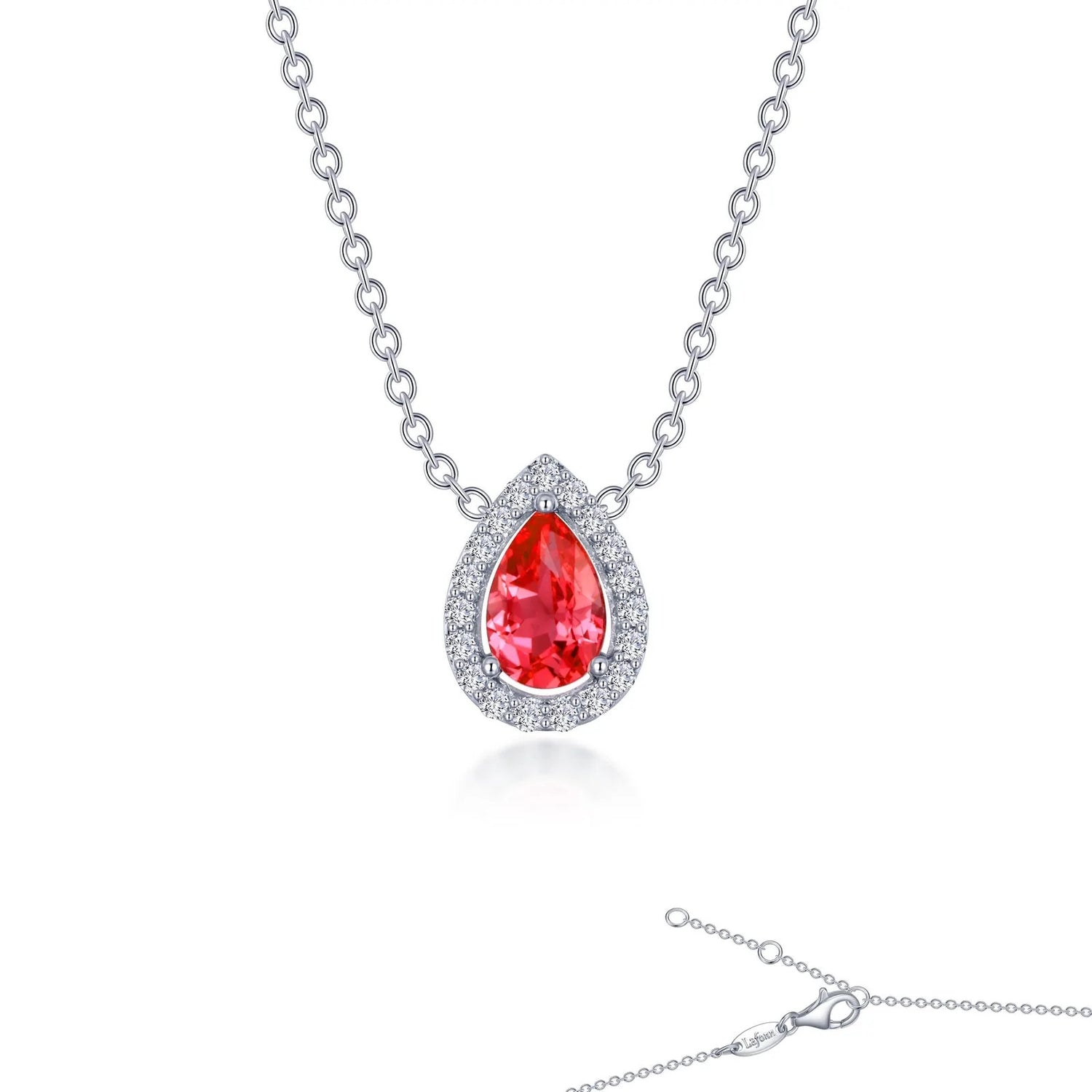 Fancy Padparadscha Lab-Grown Sapphire Halo Necklace