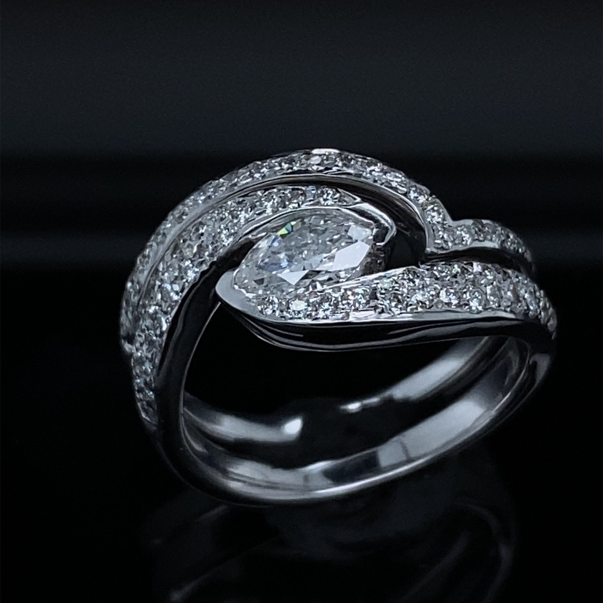 .80ctw Diamond Orbit Path Marquise Wedding Ring Set