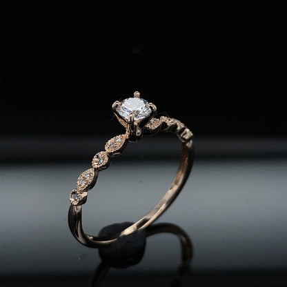 Detailed Petite Diamond and Rose Gold Bridal