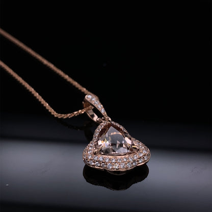 Blushing Morganite Rose Gold Diamond Trillion Pendant