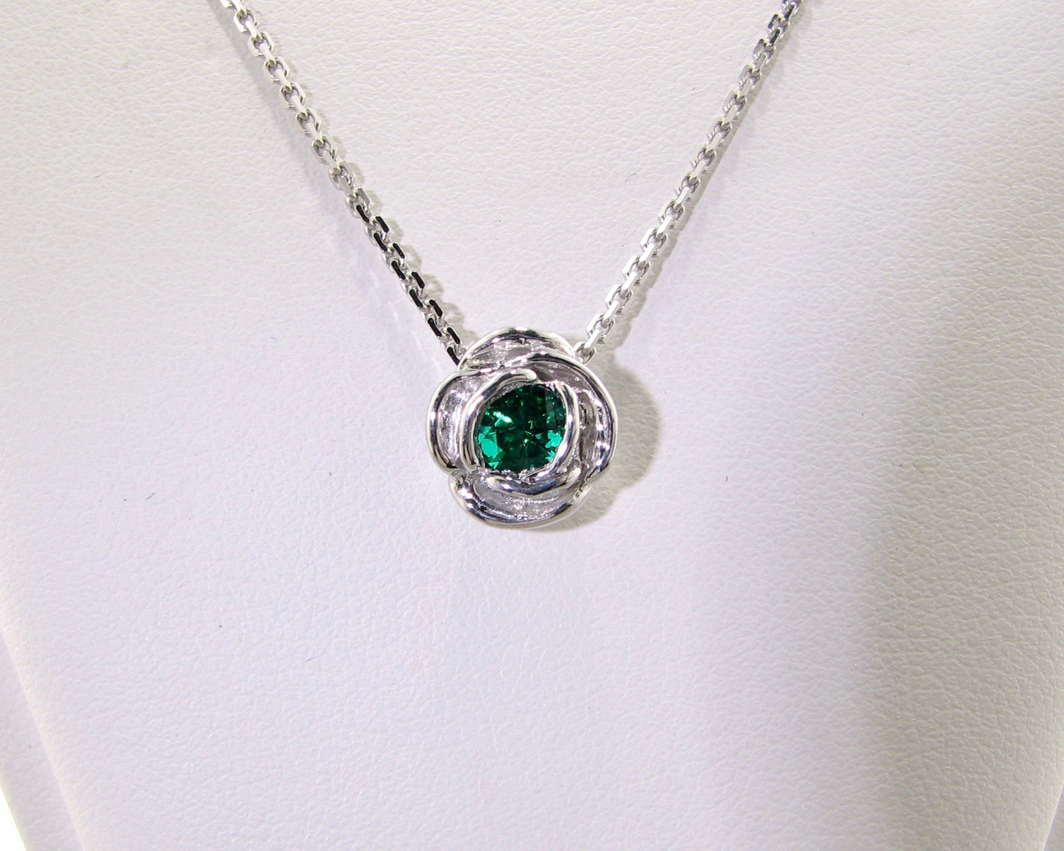 Silver Emerald May Birthstone Necklace, Rose Slider