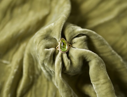 Peridot Glow Diamond Accented Pear Shape Ring