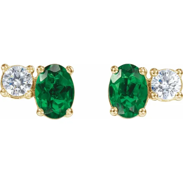 Sustainably Brilliant Emerald and Diamond Earrings