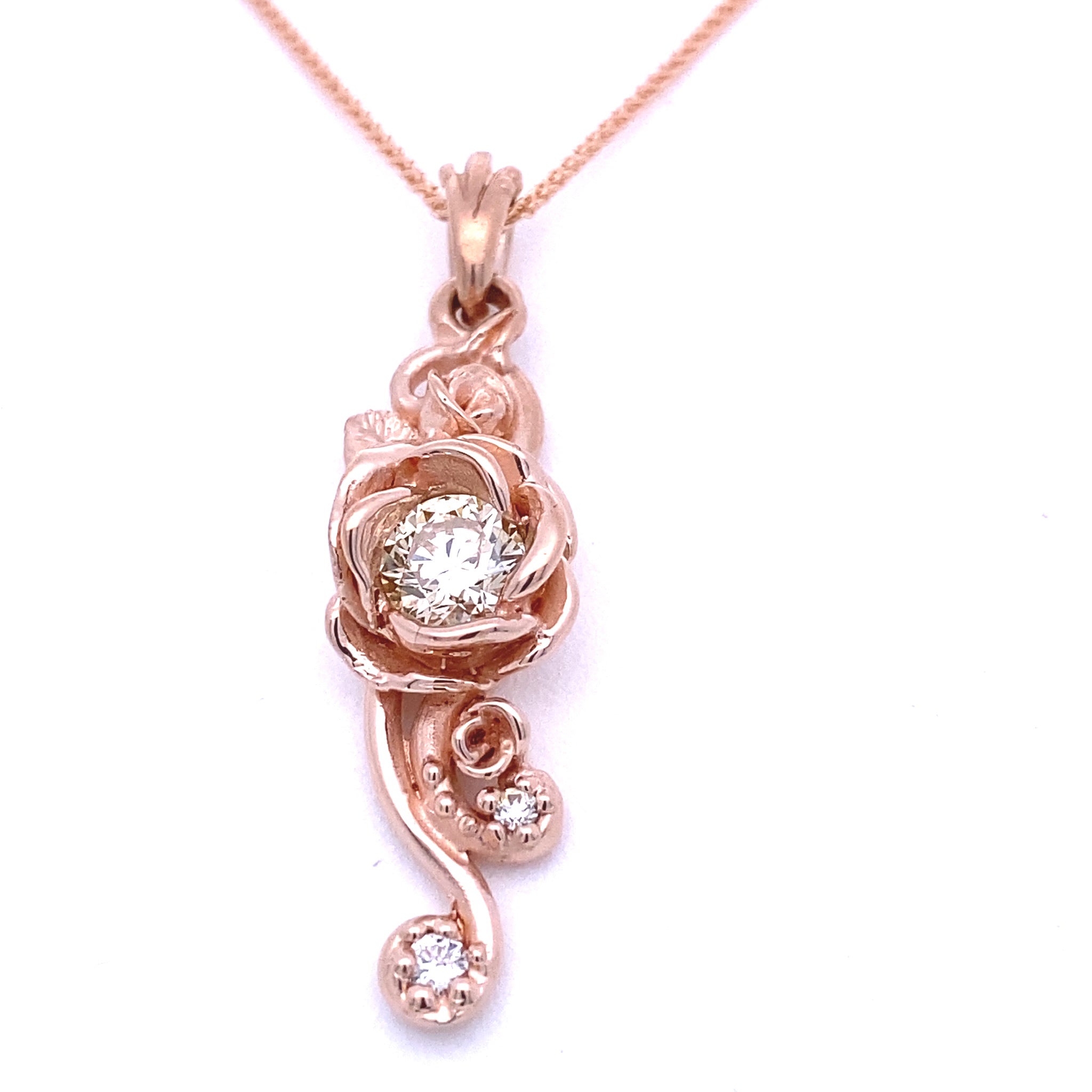 Rose Cascade Pendant Rose Gold and Diamond