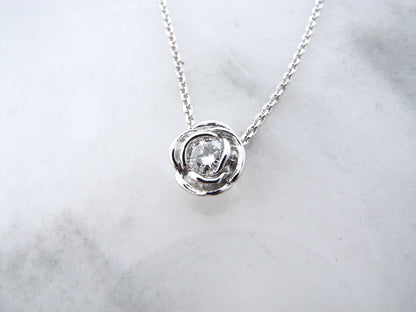 Silver Moissanite April Birthstone Necklace, Rose Slider