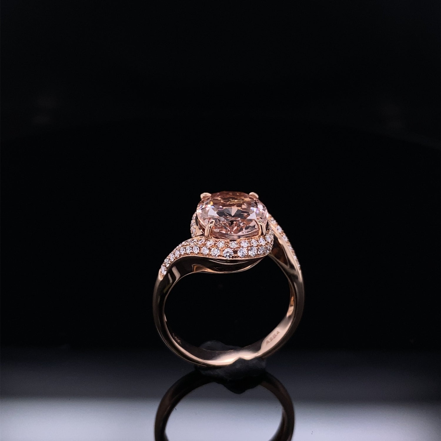 Blushing Morganite Rose Gold Diamond Bypass Ring