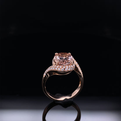 Blushing Morganite Rose Gold Diamond Bypass Ring