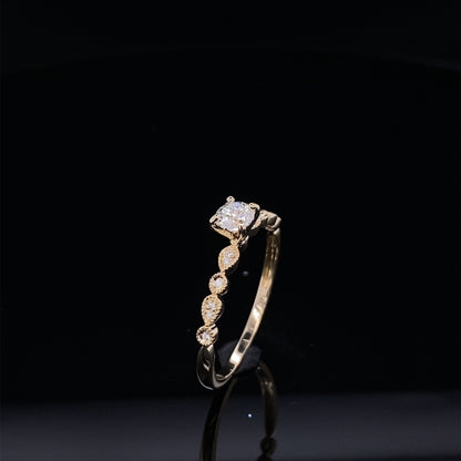 Detailed Petite Diamond and Yellow Gold Bridal