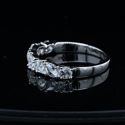 0.66ct TDW Rose Cut Dia 14K White Gold Ring