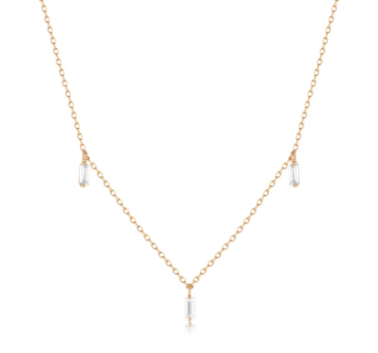 MARINA | Floating Triple Baguette White Sapphire Necklace