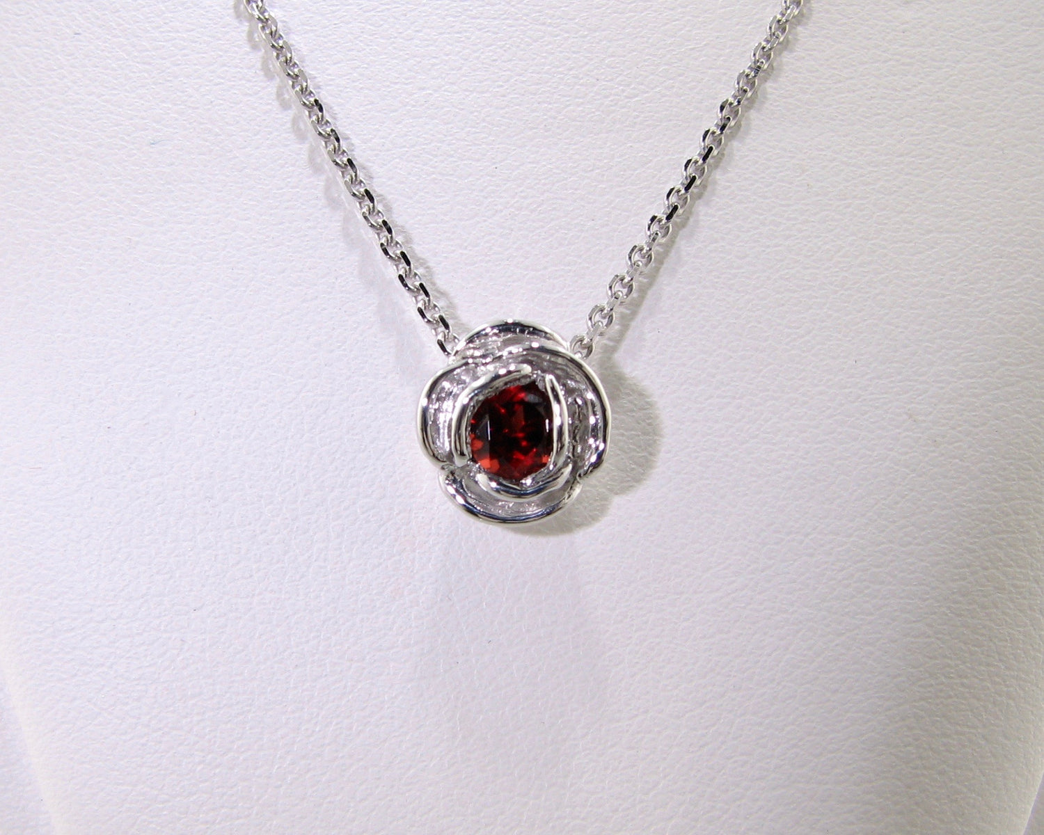 Silver Garnet January Birthstone Necklace, Rose Slider