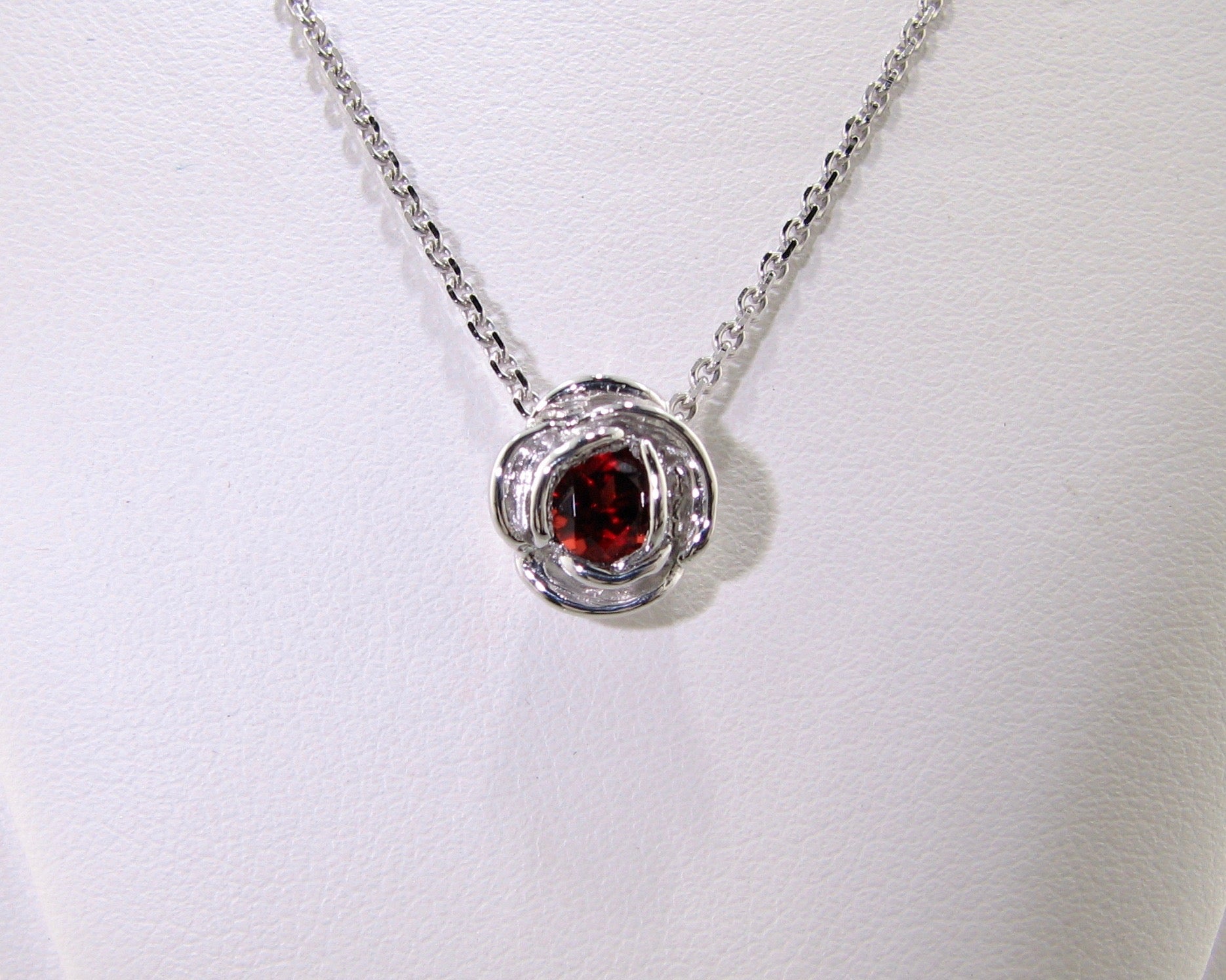 Silver Garnet January Birthstone Necklace, Rose Slider