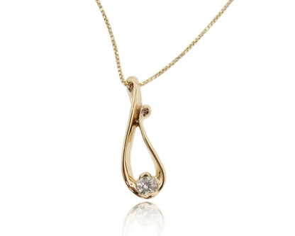 Radiant Raindrop Diamond and Yellow Gold Pendant