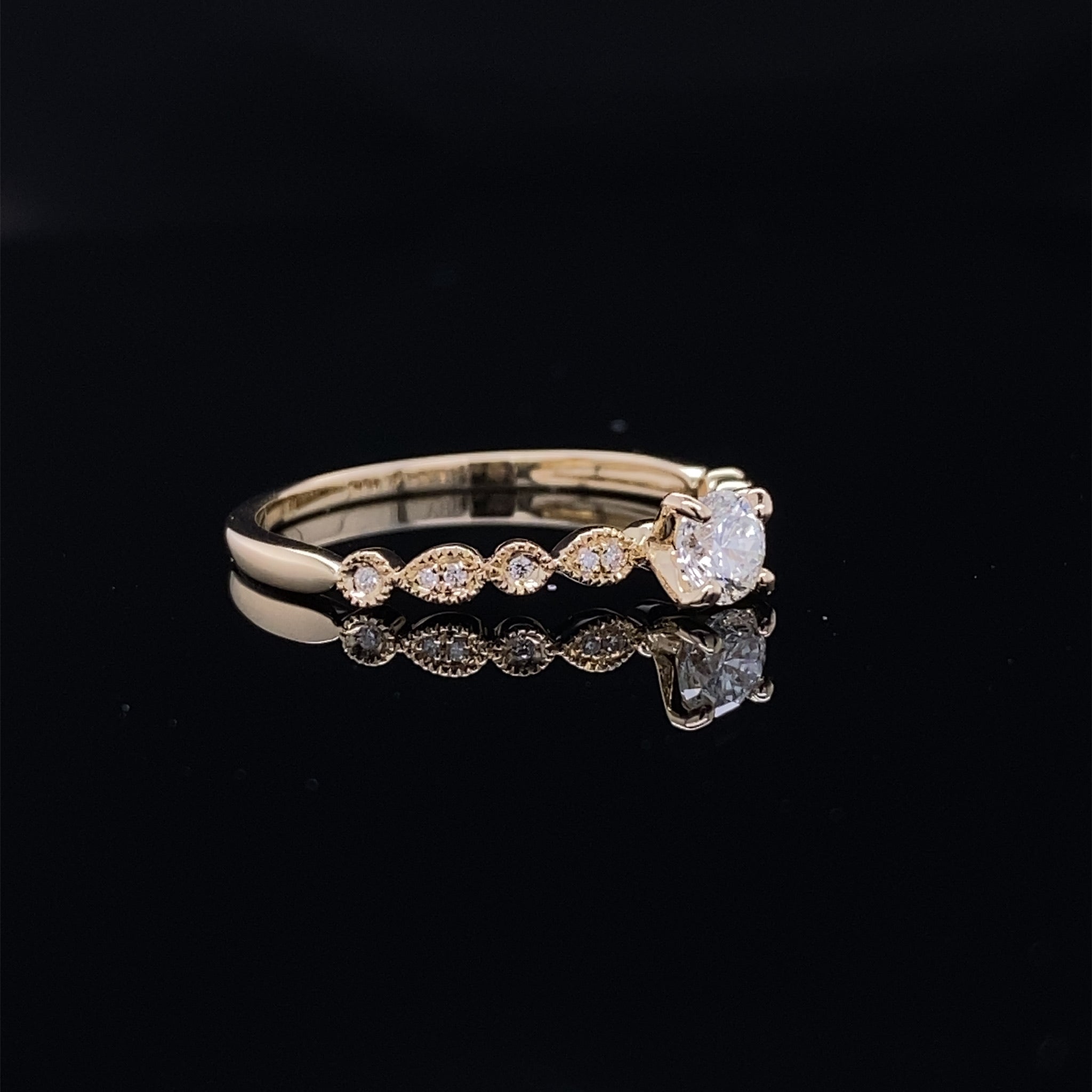 Detailed Petite Diamond and Yellow Gold Bridal