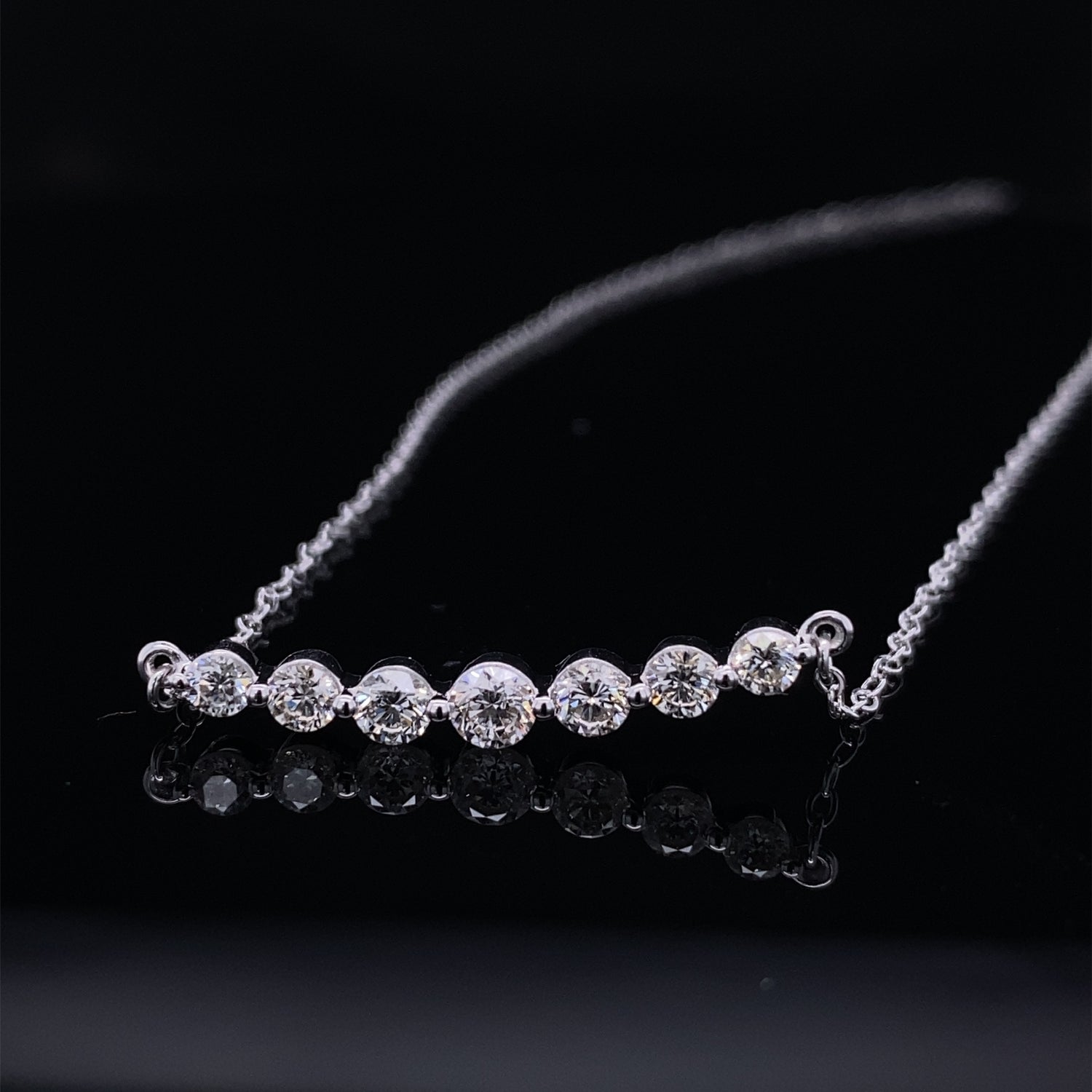 .66ct Shining Crescent Diamond Bubble Necklace White Gold