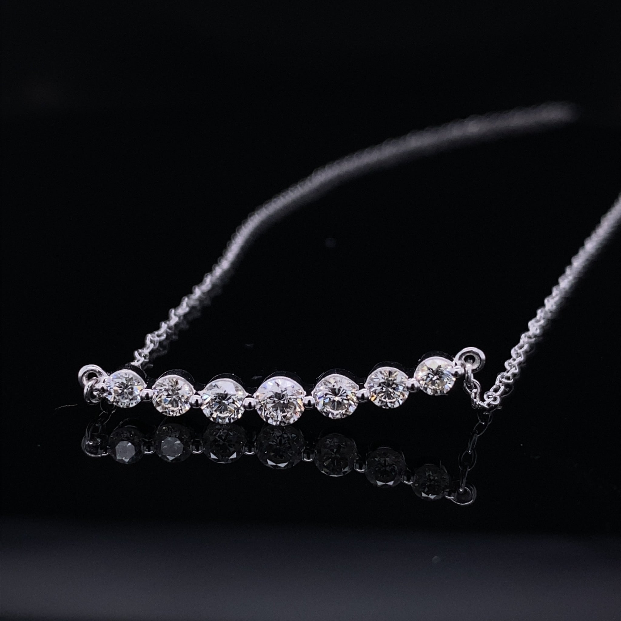 .66ct Shining Crescent Diamond Bubble Necklace White Gold