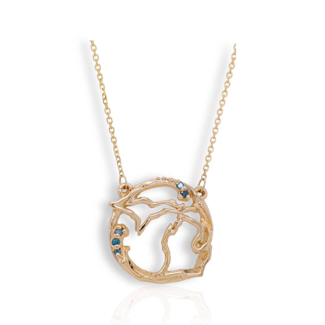 Shimmering Blue Diamond Yellow Gold Michigan Necklace