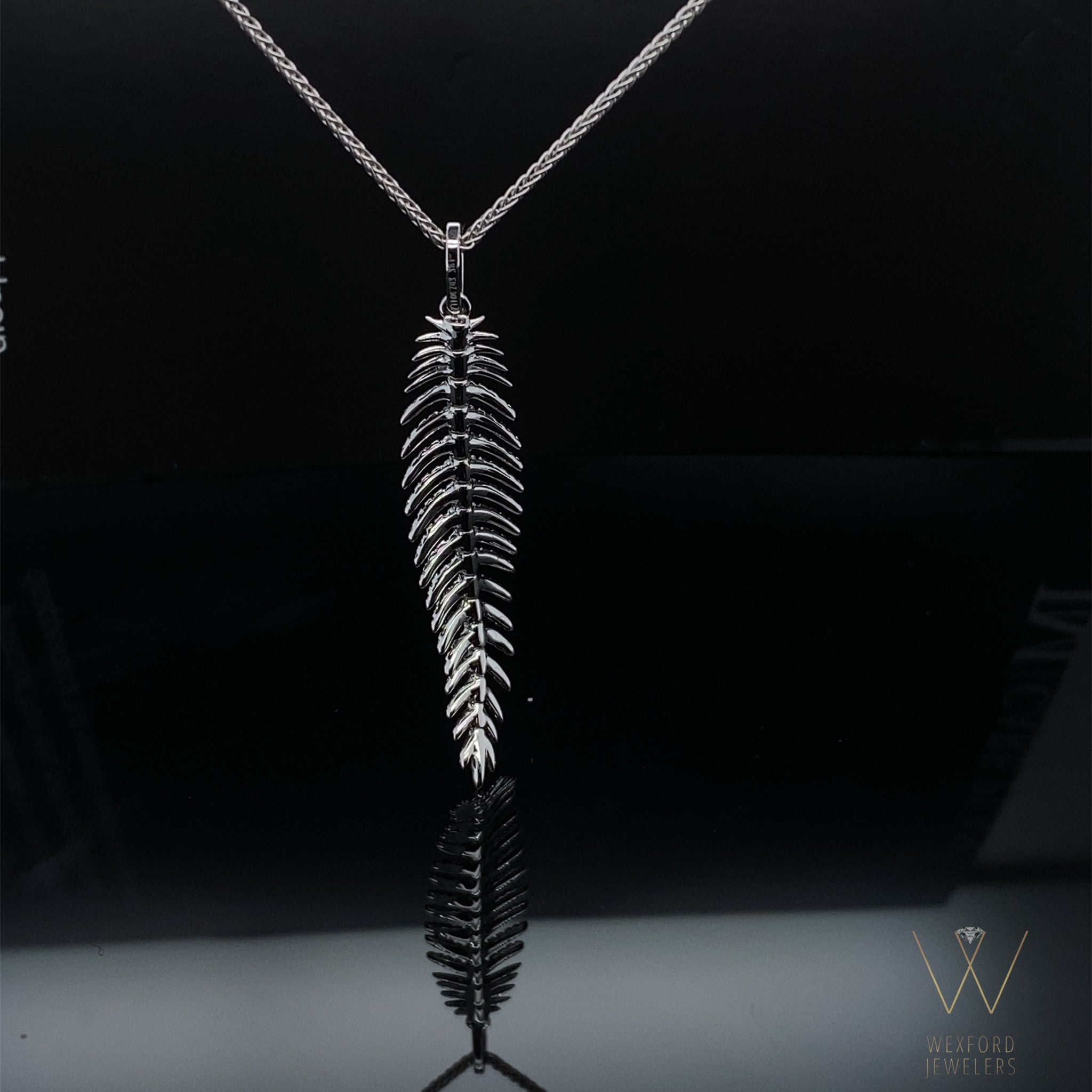 .41CT Magnificent Flex Feather Pendant 18K White Gold and Chain