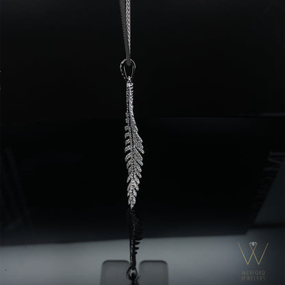 .41CT Magnificent Flex Feather Pendant 18K White Gold and Chain