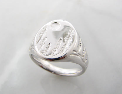 Silver Signet Ring, Forest