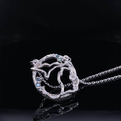 Shimmering Blue Diamond Hand Crafted Michigan Necklace