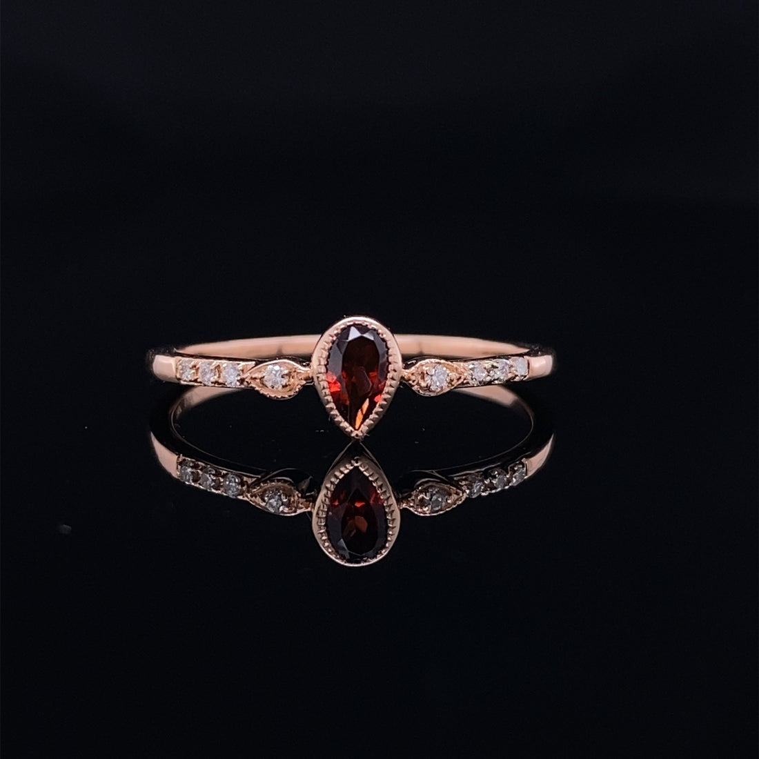 Dainty Minimalist Garnet Rose Gold Ring