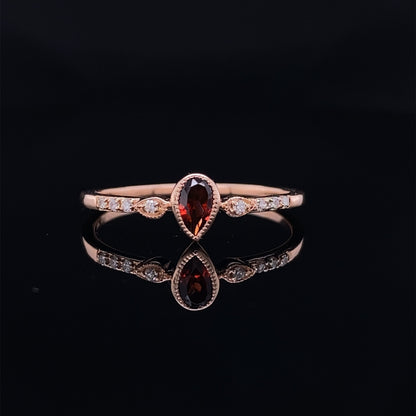 Dainty Minimalist Garnet Rose Gold Ring