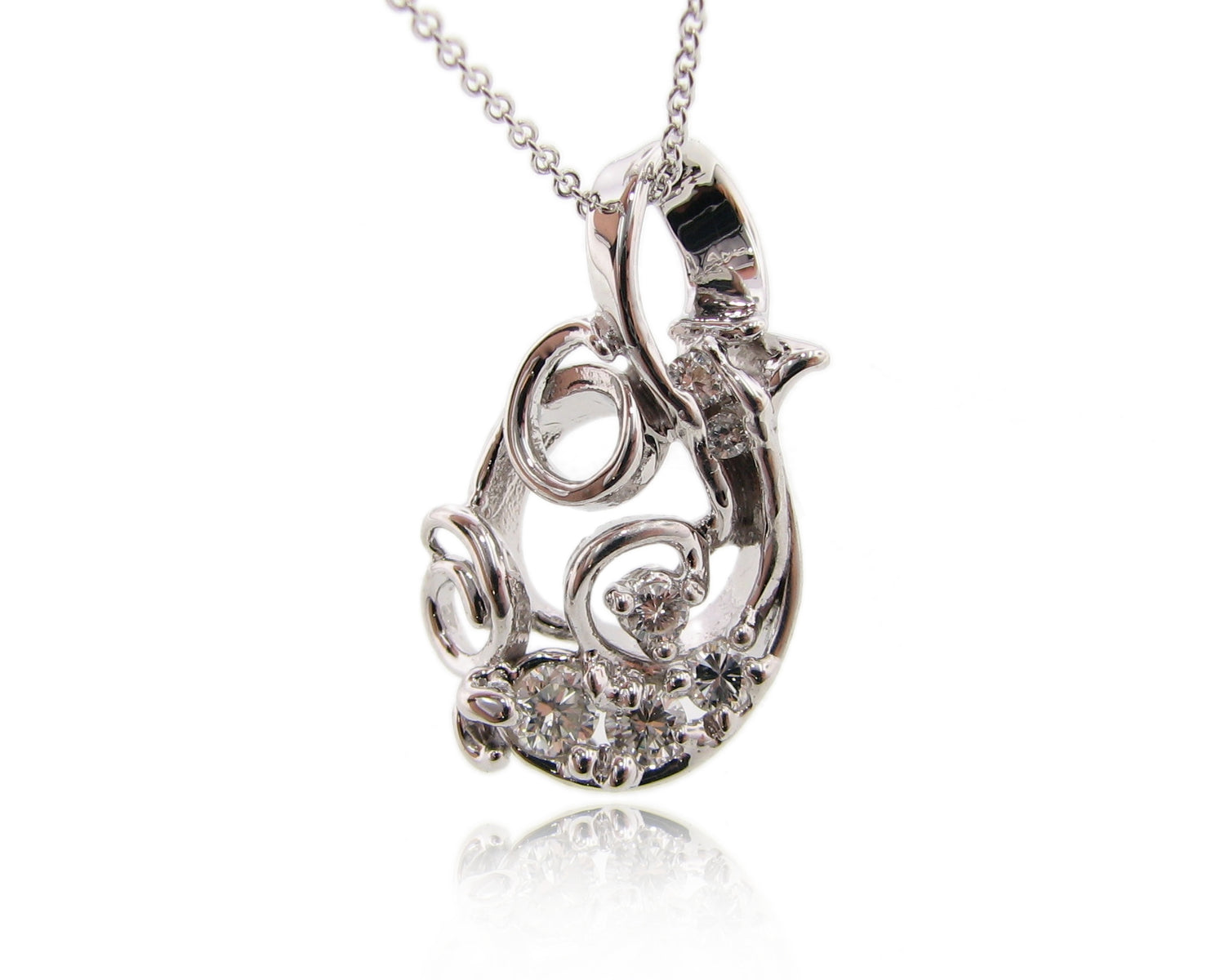 Sea Wind Pendant, White Gold &amp; Diamond