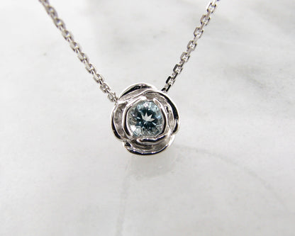 Silver Aquamarine March Birthstone Necklace, Rose Slider