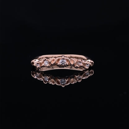 Strawberry Gold Victorian Diamond Contour Wedding Band