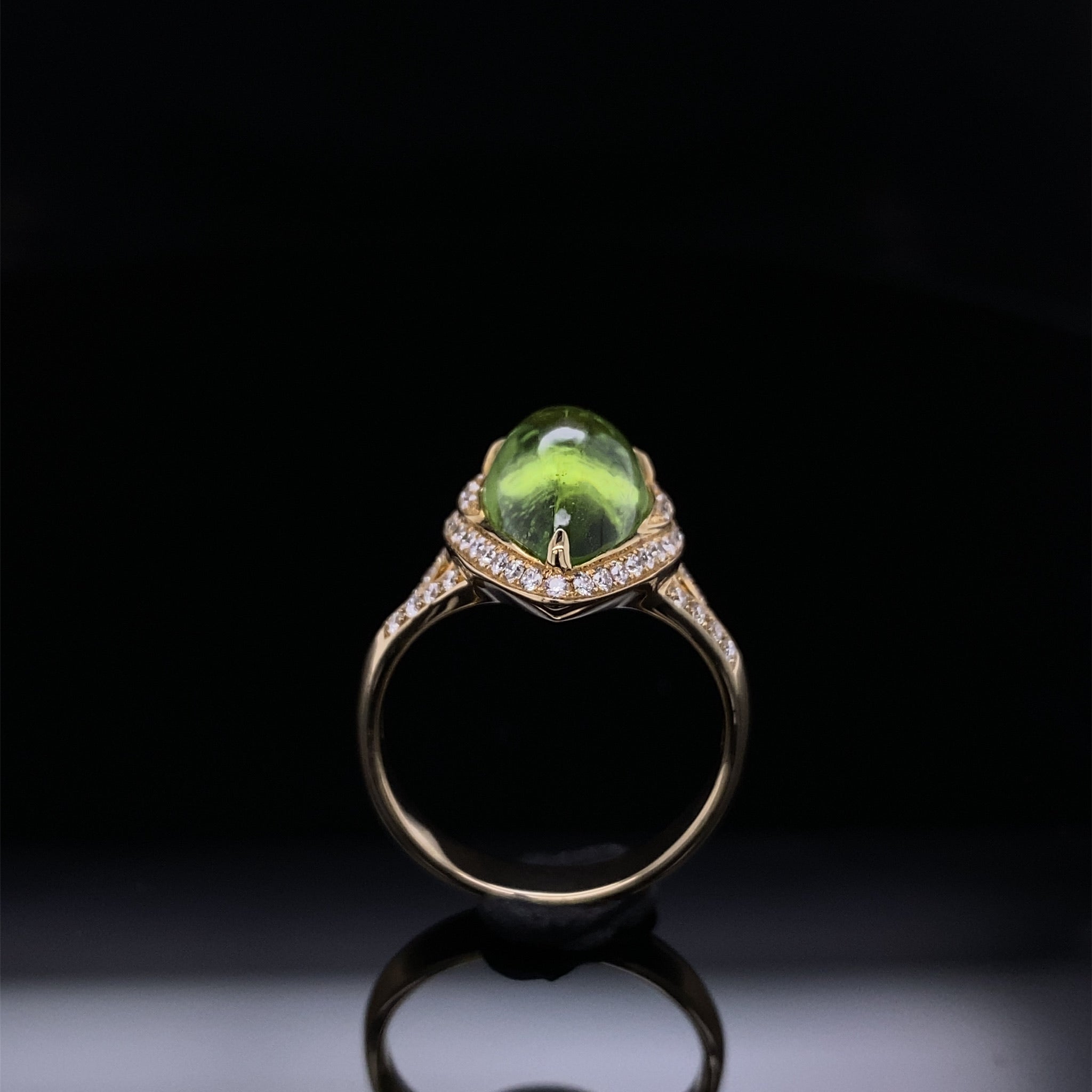 Peridot Glow Diamond Accented Pear Shape Ring