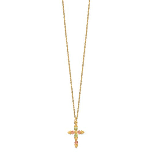 10k Tri-Color Black Hills Gold Cross Necklace