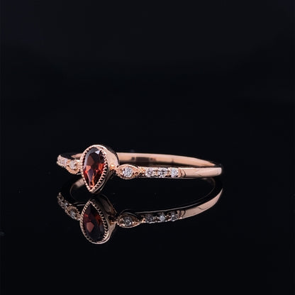 Dainty Minimalist Garnet Rose Gold Ring