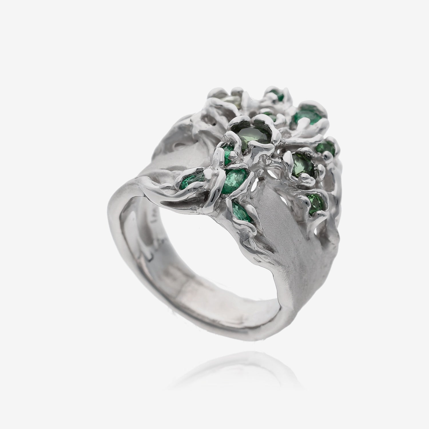 Green Dryad Gemstone Tree Ring Silver