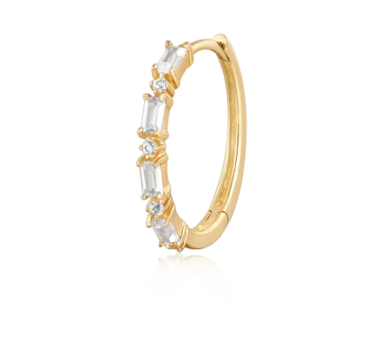 DELANEY | Baguette and Round White Sapphire Hoop