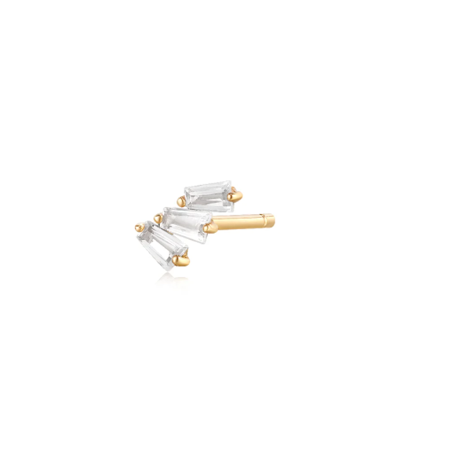 MONA | Baguette Trio White Sapphire Stud