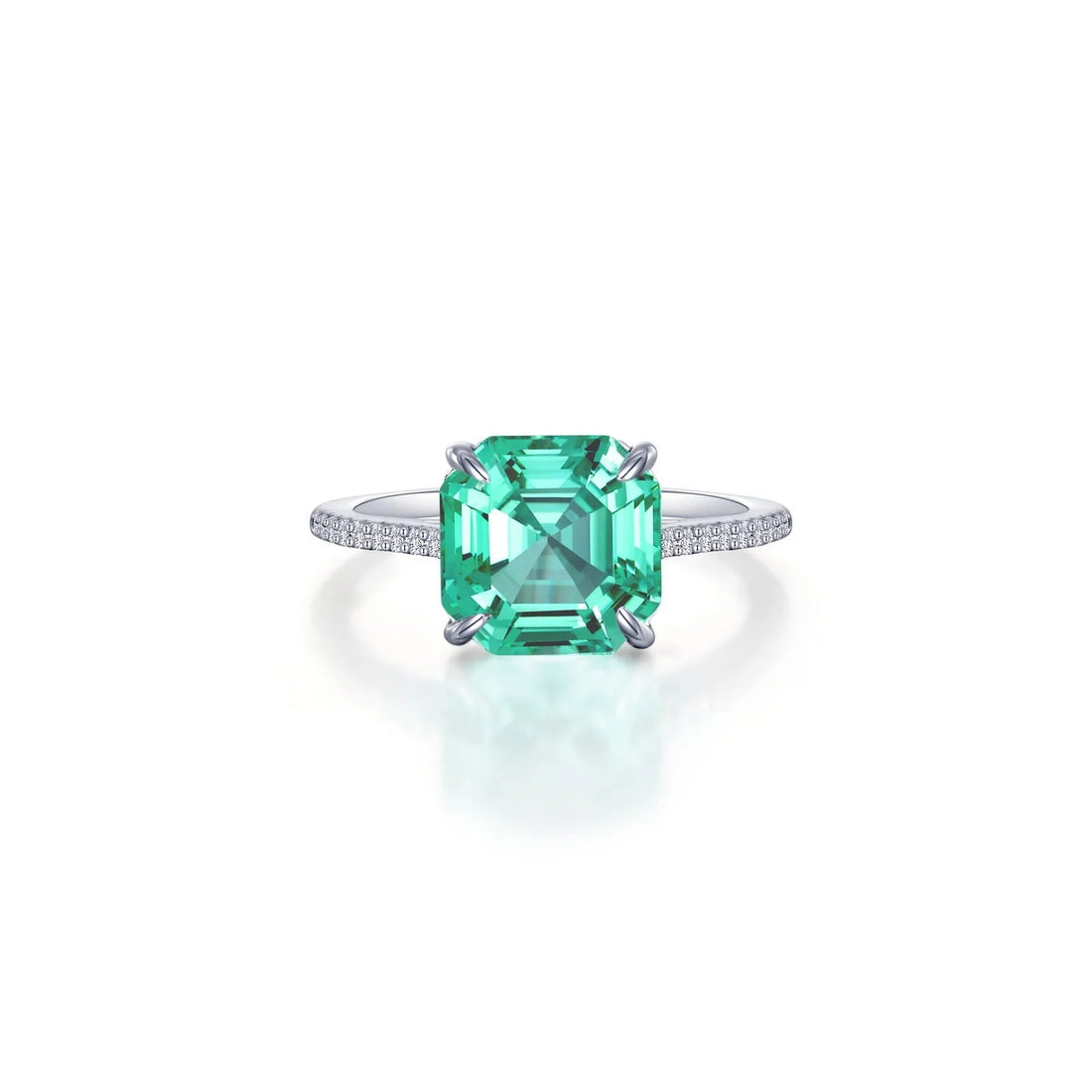 Fancy Green Lab-Grown Sapphire Solitaire Ring