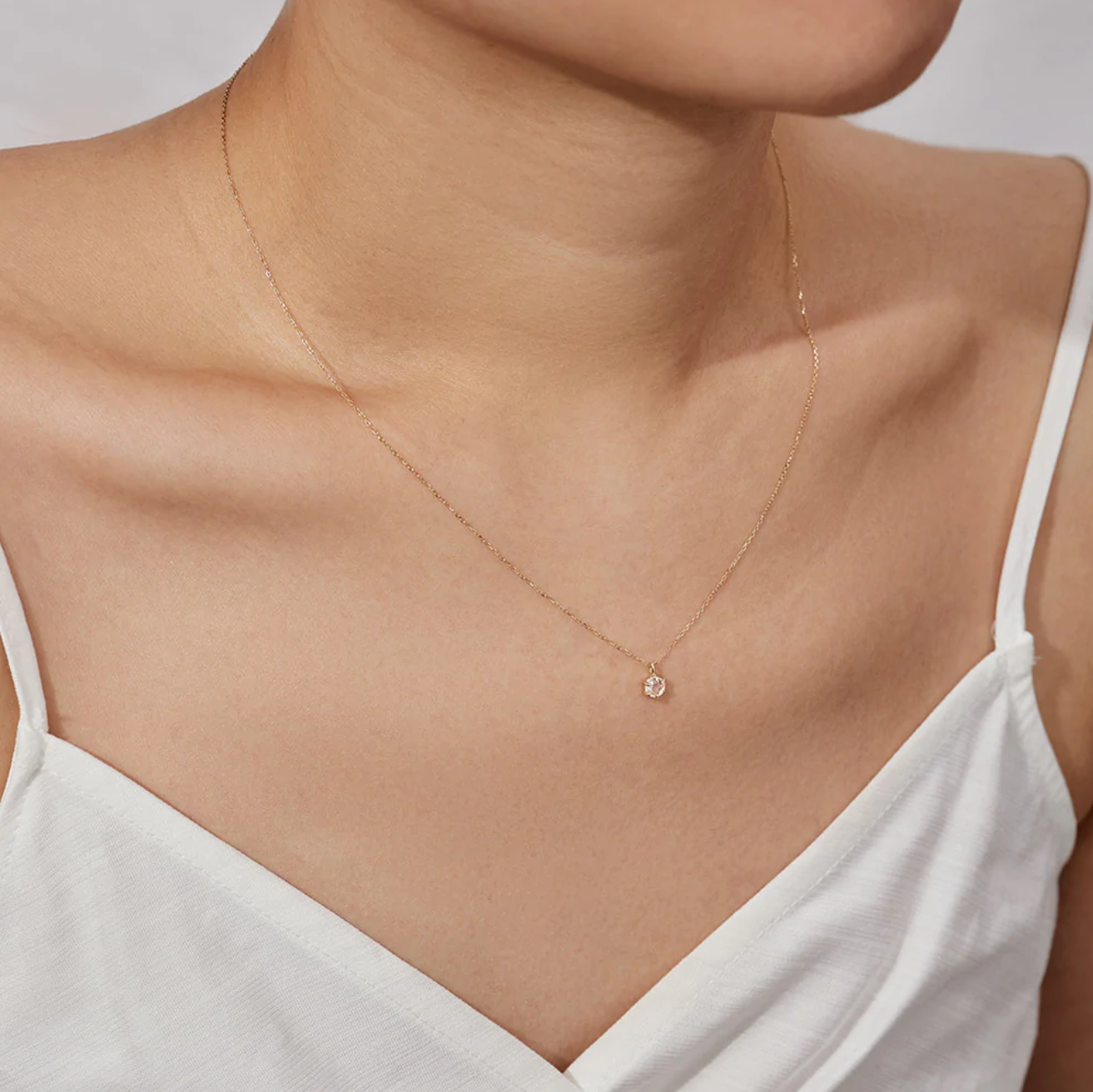 MARILYN | Rose Cut White Sapphire Solitaire Necklace