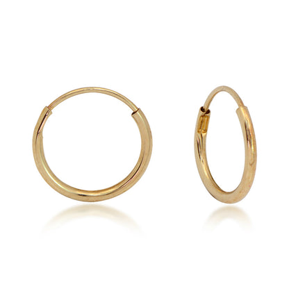 14K Gold 10mm Endless Hoop Earrings