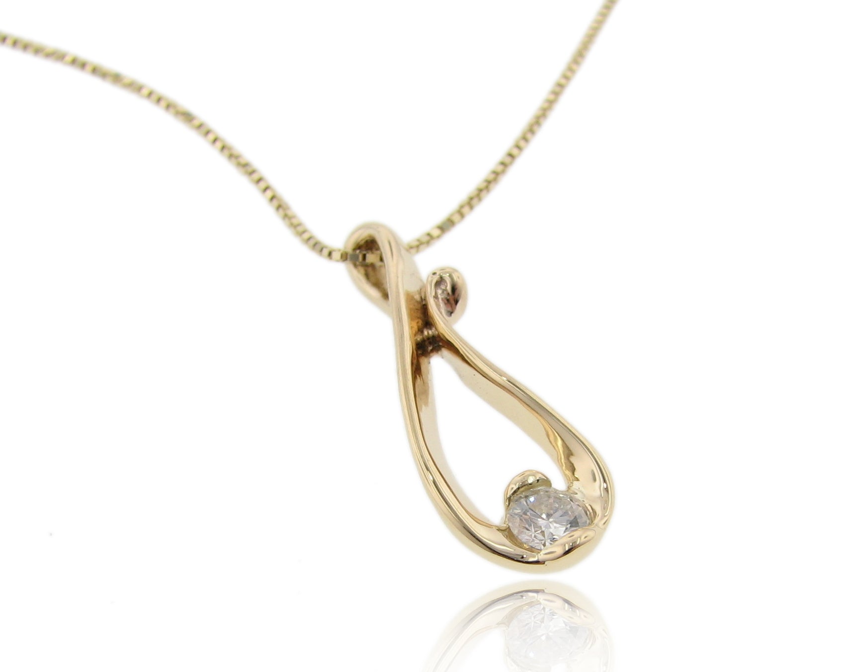 Radiant Raindrop Diamond and Yellow Gold Pendant