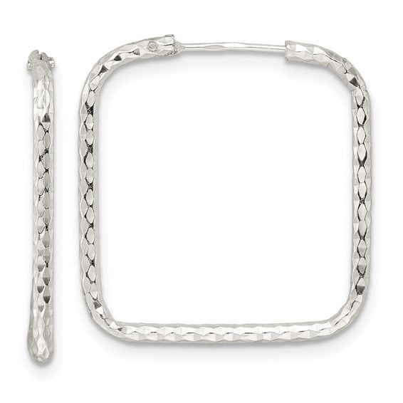 Silver Square Sparkle Hoops