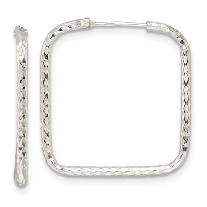 Silver Square Sparkle Hoops