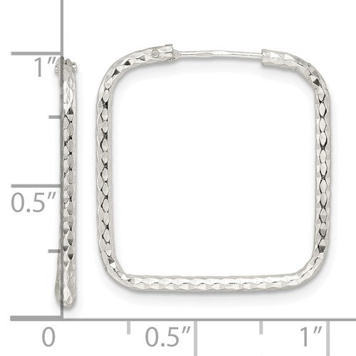 Silver Square Sparkle Hoops