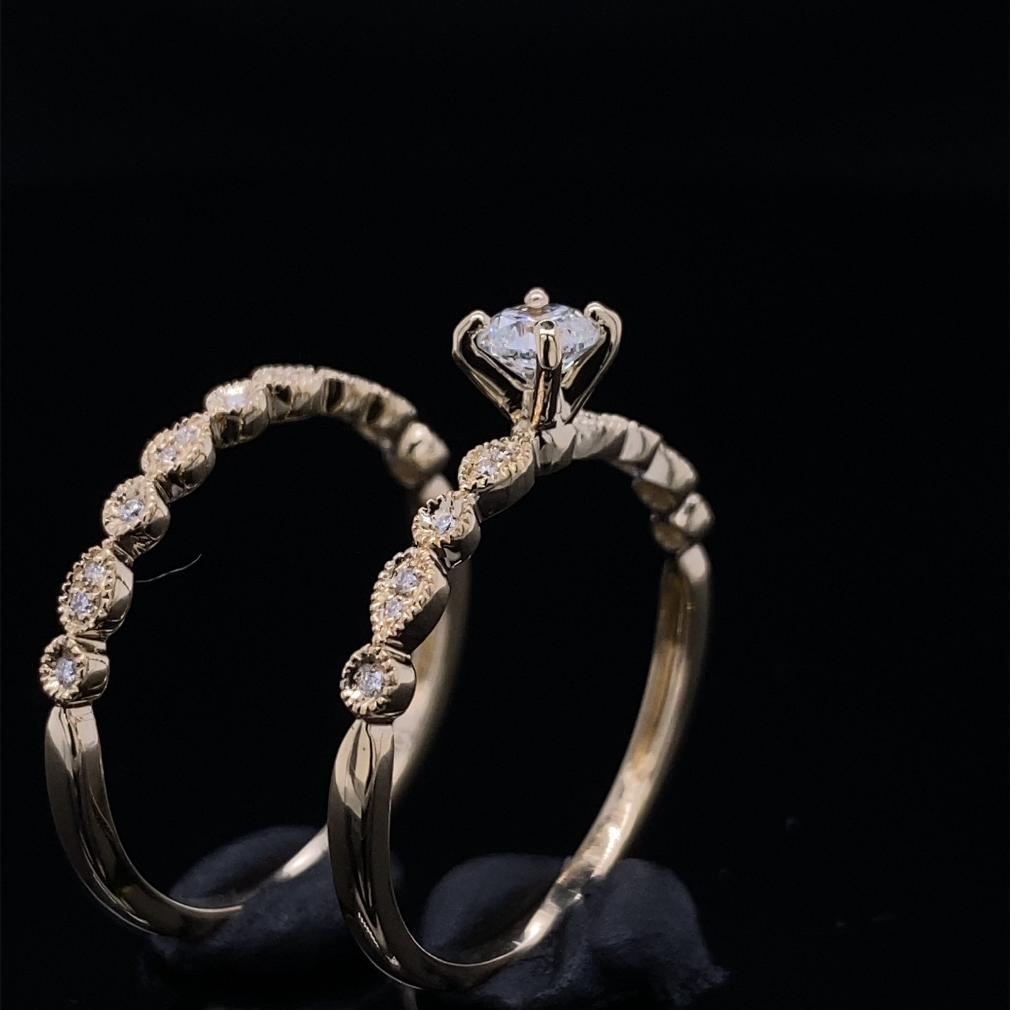 Detailed Petite Diamond and Yellow Gold Bridal